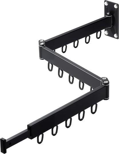 Wall Mounted Drying Rack,Foldable and Rotatable Clothes Drying Rack, Triple Folding Hanger Saves Space,Suitable for Cloakroom,Balcony, Bathroom,The Maximum Load Bearing 50kg (Black)