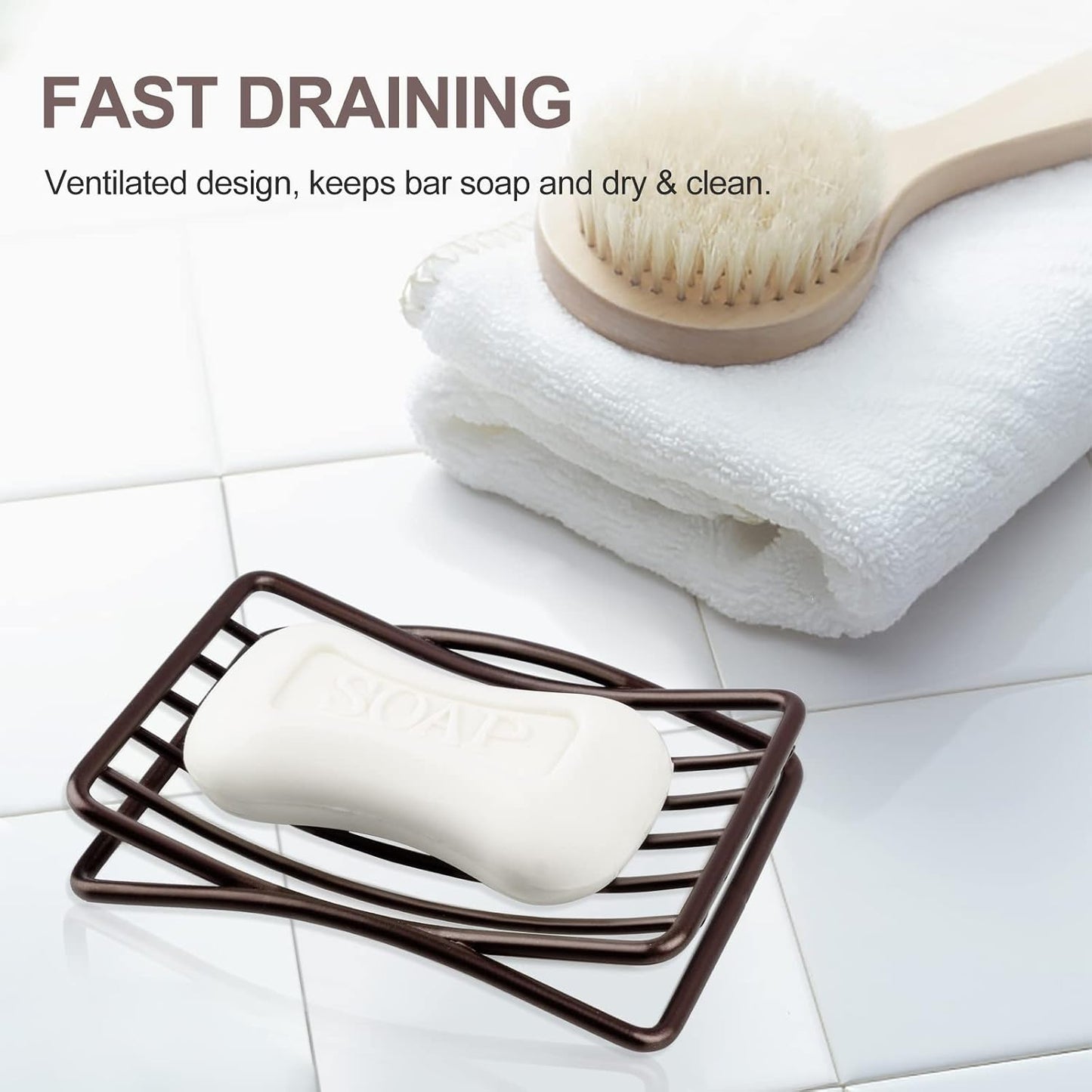 Soap Dish, Stainless Steel Bar Soap Holder for Shower, Self Draining Stand Soap Saver for Bathroom, Kicthen Sink and Countertop, Chrome 1-Pack