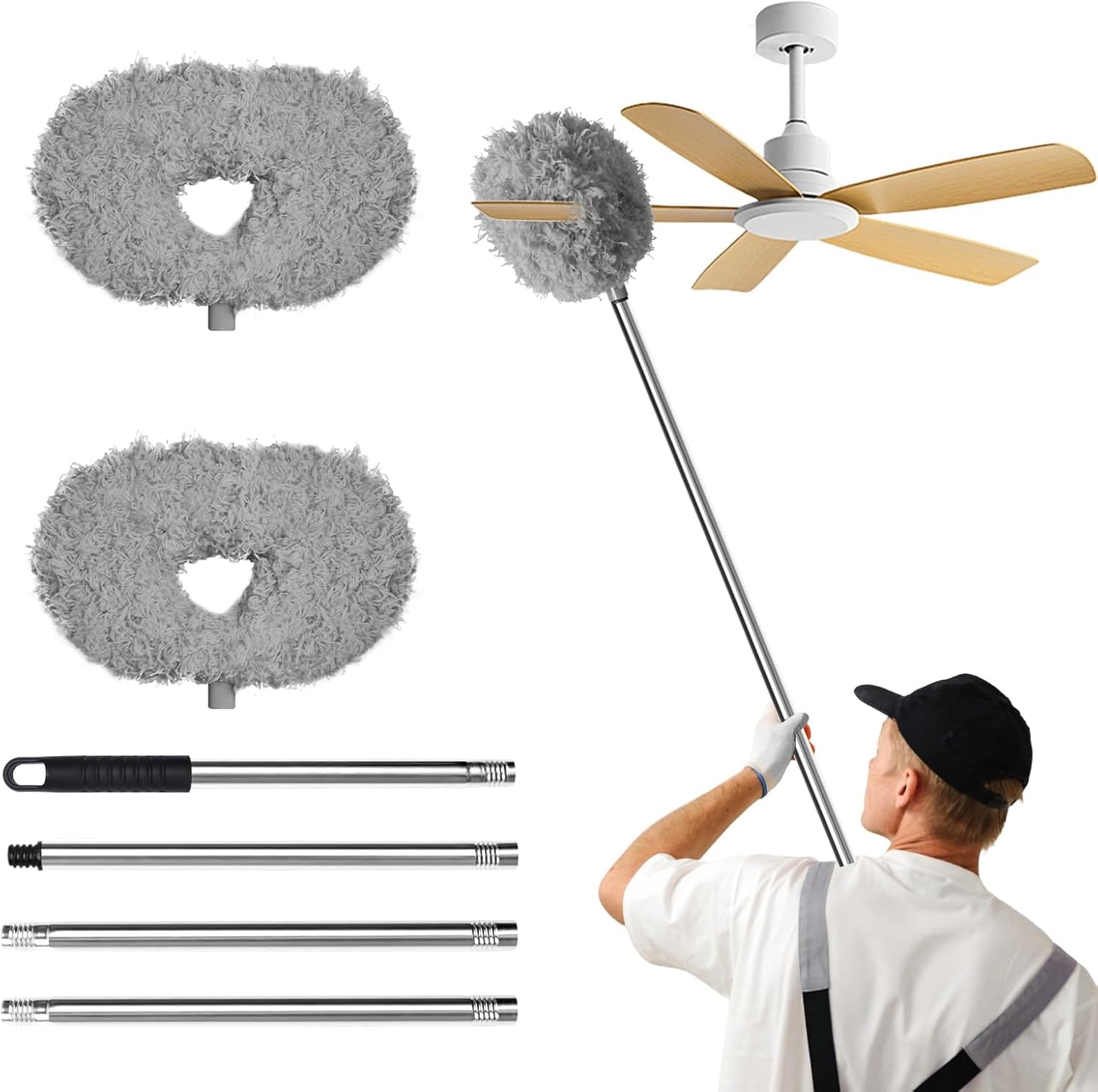 Storystore Ceiling Fan Cleaner Duster - Adjustable Duster with Extension Pole,Dusters for Cleaning Fan Blade, Walls and Cobweb (Blue)