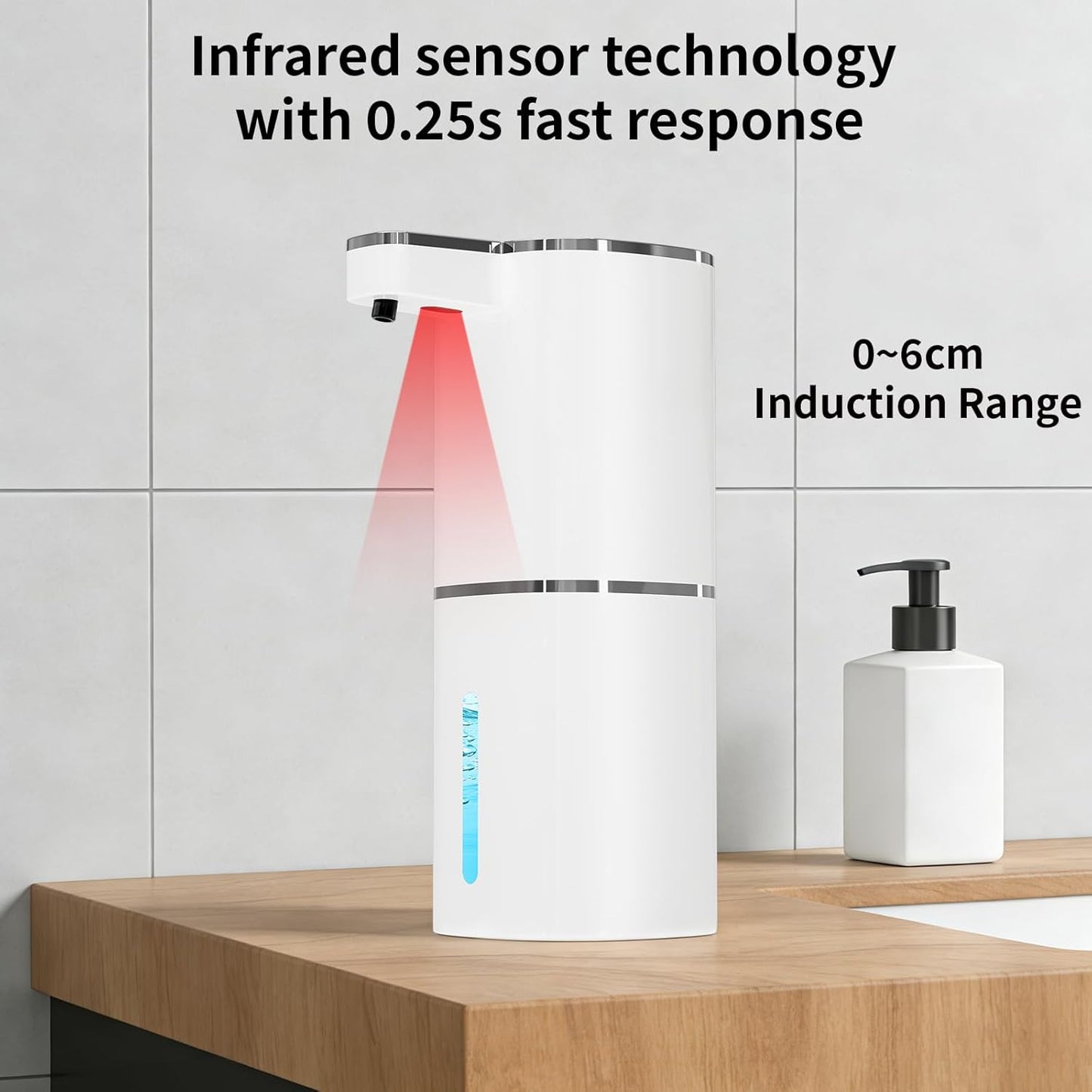 Automatic Foaming Soap Dispenser, Touchless Hand Soap Dispenser, USB Rechargeable, 4 Adjustable Levels, 14.2 oz (420 ml) Large Capacity, for Bathroom, Kitchen & School (Black, Foaming)