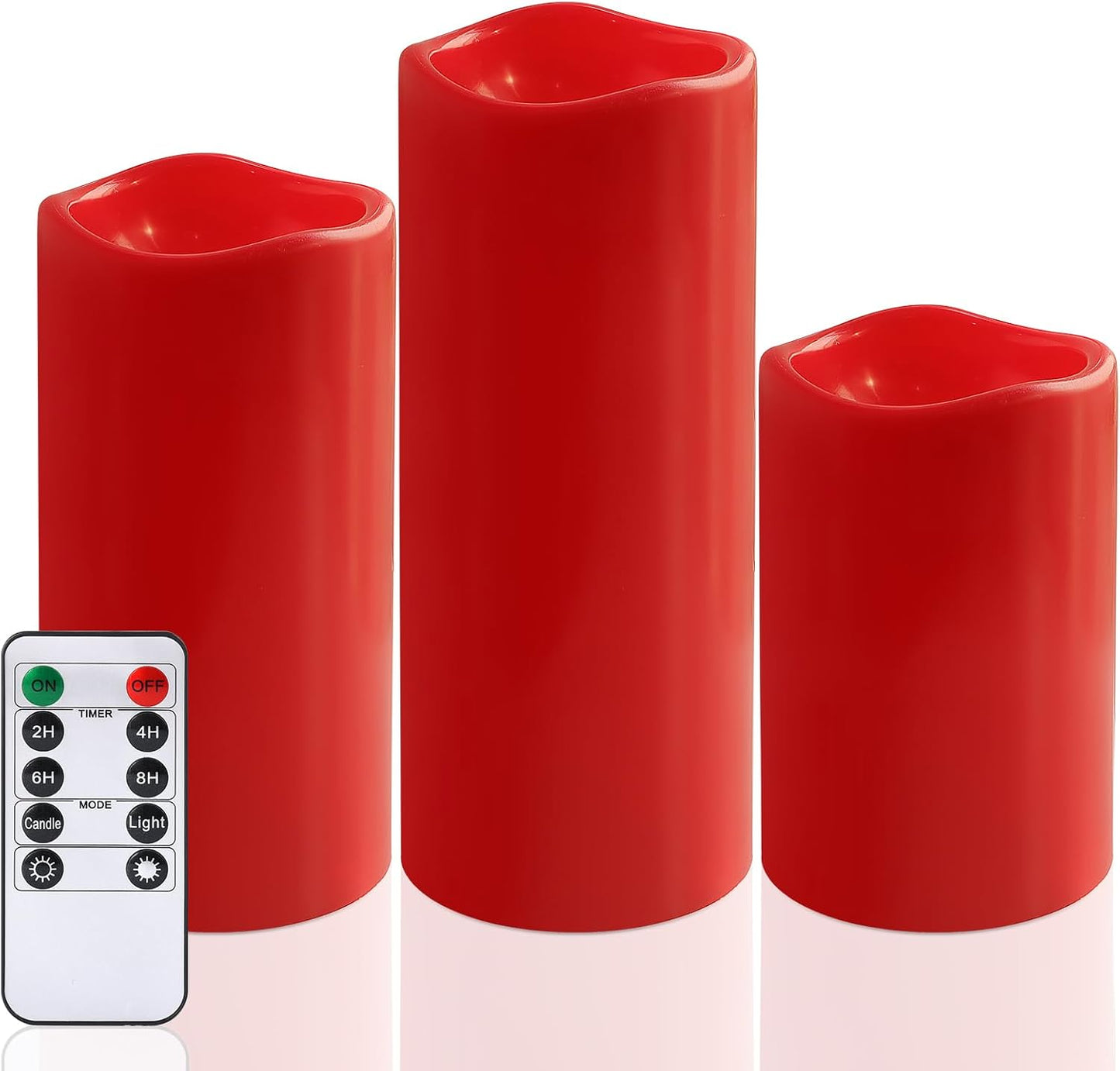 NURADA Large Waterproof Flameless Candles 6" 8" 10" x 4" - Outdoor Indoor LED Pillar Flickering Candle Battery Operated with Timer Remote for Patio Porch Lanterns - Ivory White Set of 3