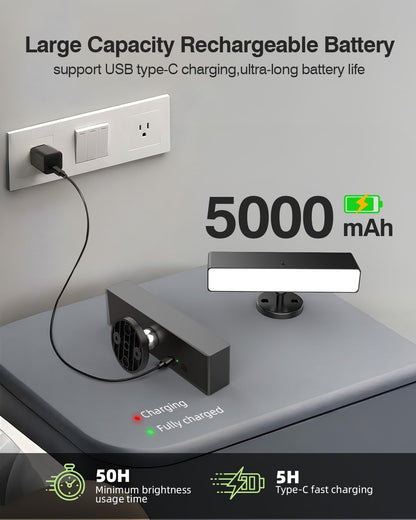 iThird Rechargeable Battery Operated Wall Sconce Set of 2: Wireless Black Wall Lights Battery Powered Magnetic 360° Rotation Cordless Scone Adhesive LED Wall Mount Lamp for Bedroom Reading Picture RV