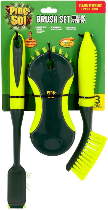 Pine-Sol Scrub Brush Set - Long Handle Cleaning Brushes with Heavy Duty Bristles and Comfort Grip - Scrubbers for Kitchen, Household, and Dishwashing, 2 Pieces