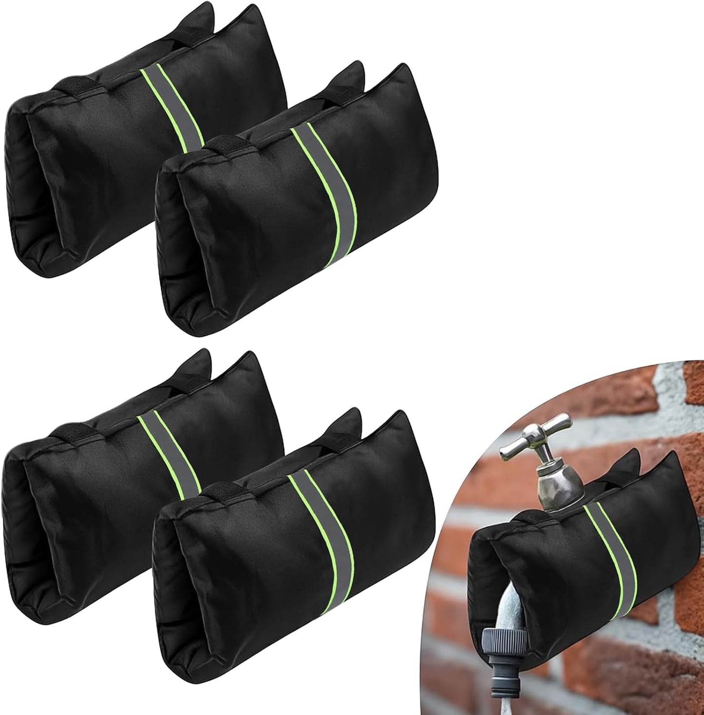 Pangda 4 Pcs Outdoor Faucet Cover for Winter Freeze Protection Outside Insulated Water Spigot Freeze Frost Waterproof Insulation Wrap with Reflective Strip for Garden (Classic,Green)