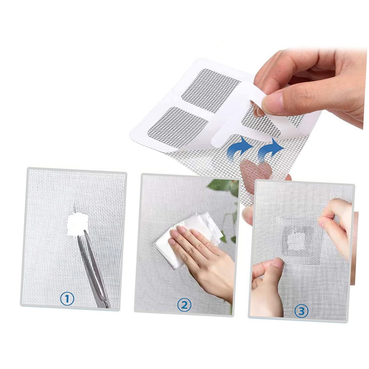 20pcs Screen Repair Kit Fiberglass Mesh Patches Easy to Install Window Screen Fix for Home Use DIY Strong Adhesive for Windows and Doors