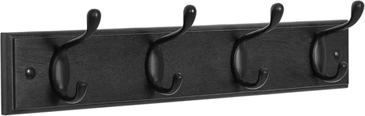 SONGMICS Wall-Mounted Coat Rack, Hook Rack, 4 Dual Metal Hooks, White | For Coats, Bags, Keys, in the Entryway, Bedroom, Living Room ULHR23WT
