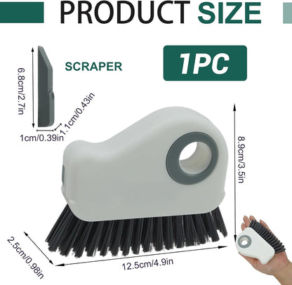 2-in-1 Window Groove Cleaning Brush, Handheld Crevice Cleaner Tool with Dustpan, Sliding Door Track Cleaning Brushes for Keyboard Blind Gap Corner Detail Sweeper Space