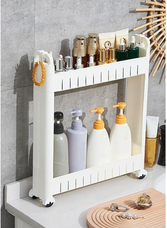 Slim Storage Car Durable Slim Storage Cabinet with Wheels Narrow Shelf Rack for Kitchen,Bathroom,Study,Office,Etc (3 Tier elevated)