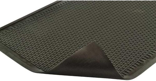 Notrax 340 Soil Guard™ Rubber Scraper Entrance Mat, Outdoor Natural Rubber Doormat for Indoor or Outdoor Heavy-Duty Use, Beveled Edges, 2' x 3', Black, 340S0023BL