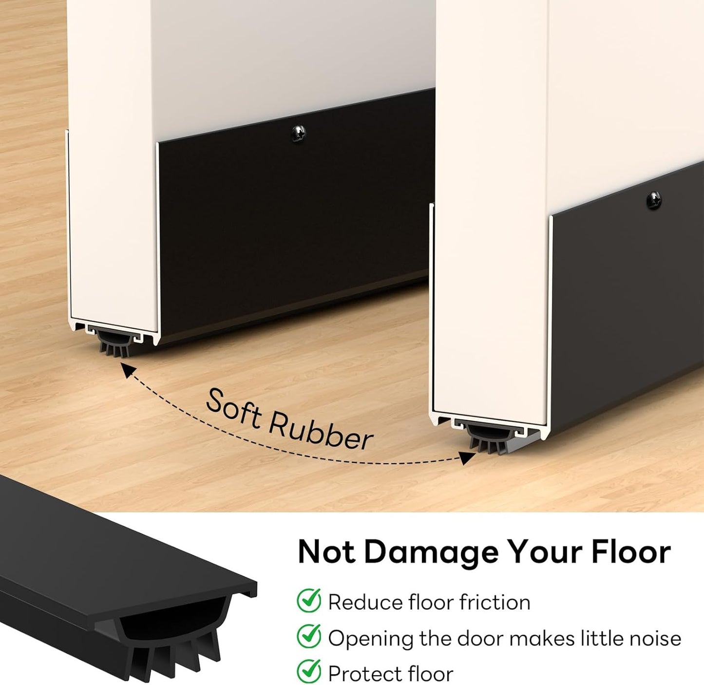 1-3/4" x 36" U-Shaped Door Sweep with Kick Plate, Aluminum Screw-On Draft Stopper, Weather Stripping Seal for Interior Exterior Doors, Blocks Dust Drafts(Black)