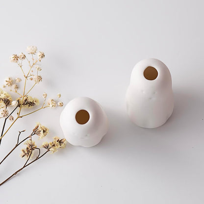 MOUGIGI Cute Blue House Ceramic Bud Vase Set of 3 - Handmade Miniature Vase with Star Roof for Dried Flowers, Chic Japandi Style Decor for Entryway, Dining,Coffee Table - Ideal Small Gift for Home