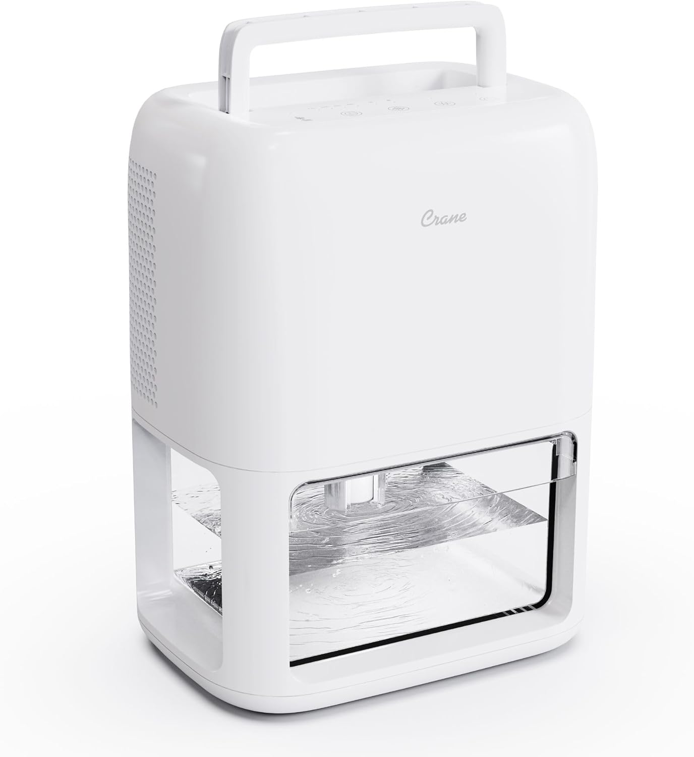 Crane Small Dehumidifier For Bathroom with Auto Shut-Off, 70 OZ Dehumidifier For Closet, Basement, RV & Closet, Optional Ambient Light, Dehumidifiers For Bedroom, Quiet Moisture Removal, 3 Day Tank