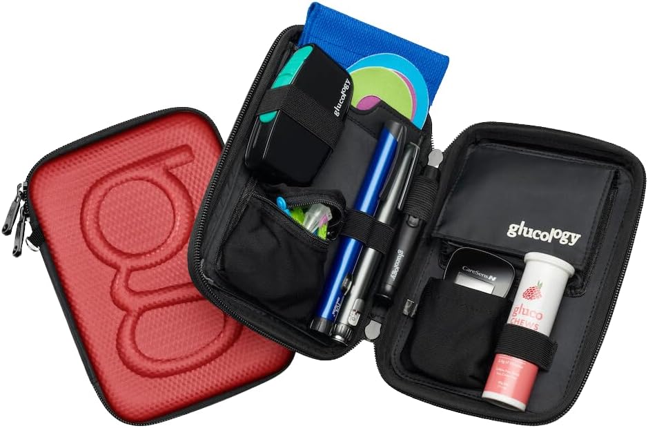 Diabetes Travel Case Hard Shell, Storage Organizer for Glucose Monitor Kit, Insulin Pen, Blood Sugar Test Strips, Syringe, Needles and Other Diabetic Care Supplies - Premium & Durable Hard Case, Pink