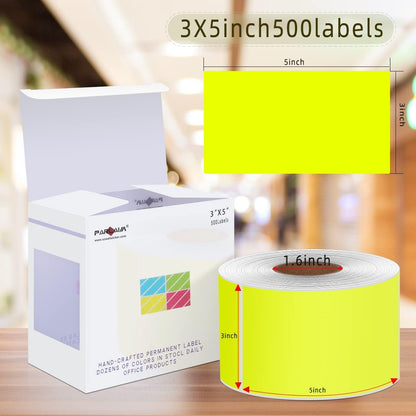 PARLAIM 3 X 5 Inch Rectangle Adhesive Color Coding Stickers,Square Inventory Label Stickers -500Per Dispenser Box (Fluorescent Green)
