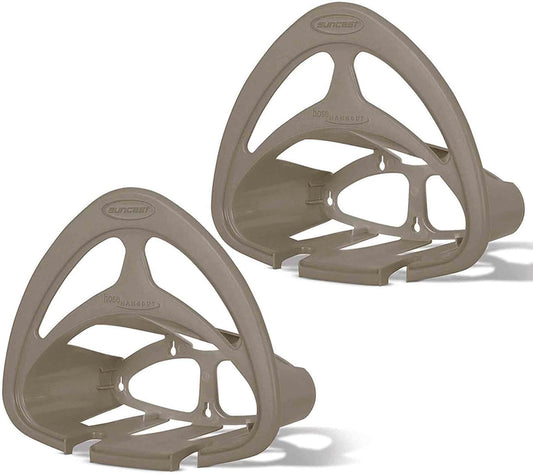 Suncast 2 Pack Hangout HH150 Outdoor Wall Mounted Durable Resin Garden Hose Holder with Accessories Shelf, Designed for 150 Foot Garden Hoses, Taupe