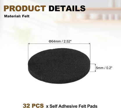 uxcell 32Pcs Non Slip Furniture Pads, 3" Round Self Adhesive Felt Bumpers Noise Reducing Furniture Feet Floor Protector for Chairs Tables Furniture Legs (White 0.2" Thick) - Colors B