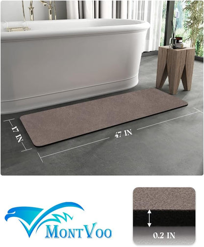 MontVoo -Bath Mat-Rubber Backing Non SlipThin Bathroom Rugs Fit Under Door- Quick Dry Absorbent Faux Suede Surface Grey Bathroom Floor Mats-Shower Rug for in Front of Bathtub Shower Gray 16x24