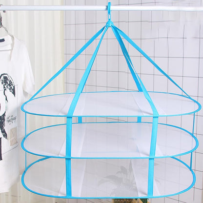 3 Tiers Folding Drying Rack, Mesh Clothes Hanging Dryer, Portable Hanging Laundry Rack with Fixing Band, Lay Flat to Dry Mesh Clothes Hanger for T-Shirt,Swimsuit,Sweater,Delicates