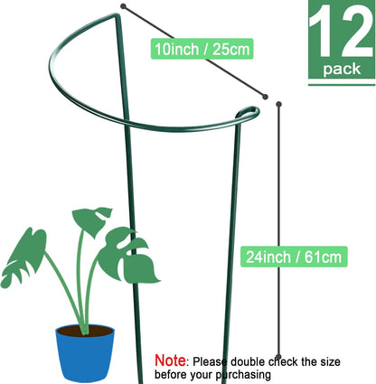 HiGift Plant Support Stakes, 6 Pack Metal Peony Cages and Supports, Garden Stakes Plant Support Cage, Large Plant Support Ring for Outdoor Indoor Snake Plant Peony Rose Flowers Vine (10" W x 15.8" H)