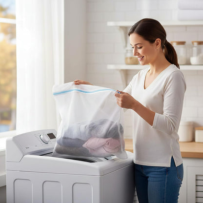 Mesh Laundry Bags for Delicates, 6 Pack Bra Wash Bags with Auto-Lock Zipper | Fine mesh with auto-lock zippers, 1L 2M 2S 1 bra sizes, protects lingerie, socks and underwear in washing machine