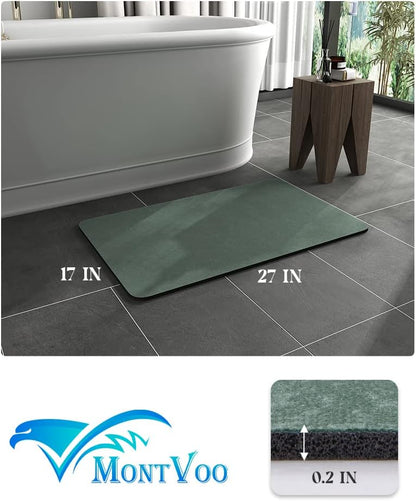 MontVoo -Bath Mat-Rubber Backing Non SlipThin Bathroom Rugs Fit Under Door- Quick Dry Absorbent Faux Suede Surface Grey Bathroom Floor Mats-Shower Rug for in Front of Bathtub Shower Gray 16x24