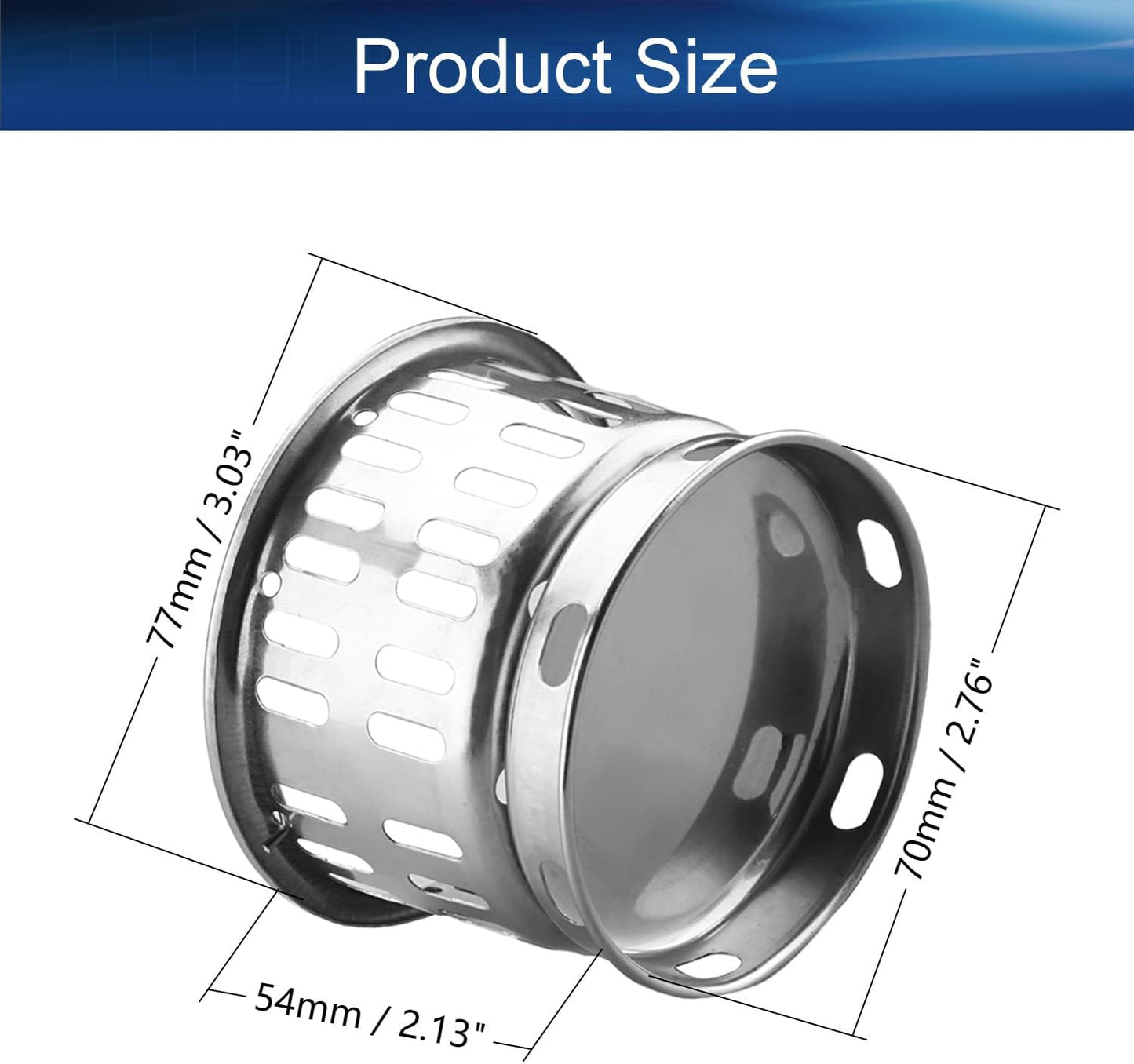 2PCS Sink Strainer Basket with Handle 3.03 inch Diameter Deep Cup with Handle Sink Drain Strainer Stainless Steel for Kitchen Sinks Tank
