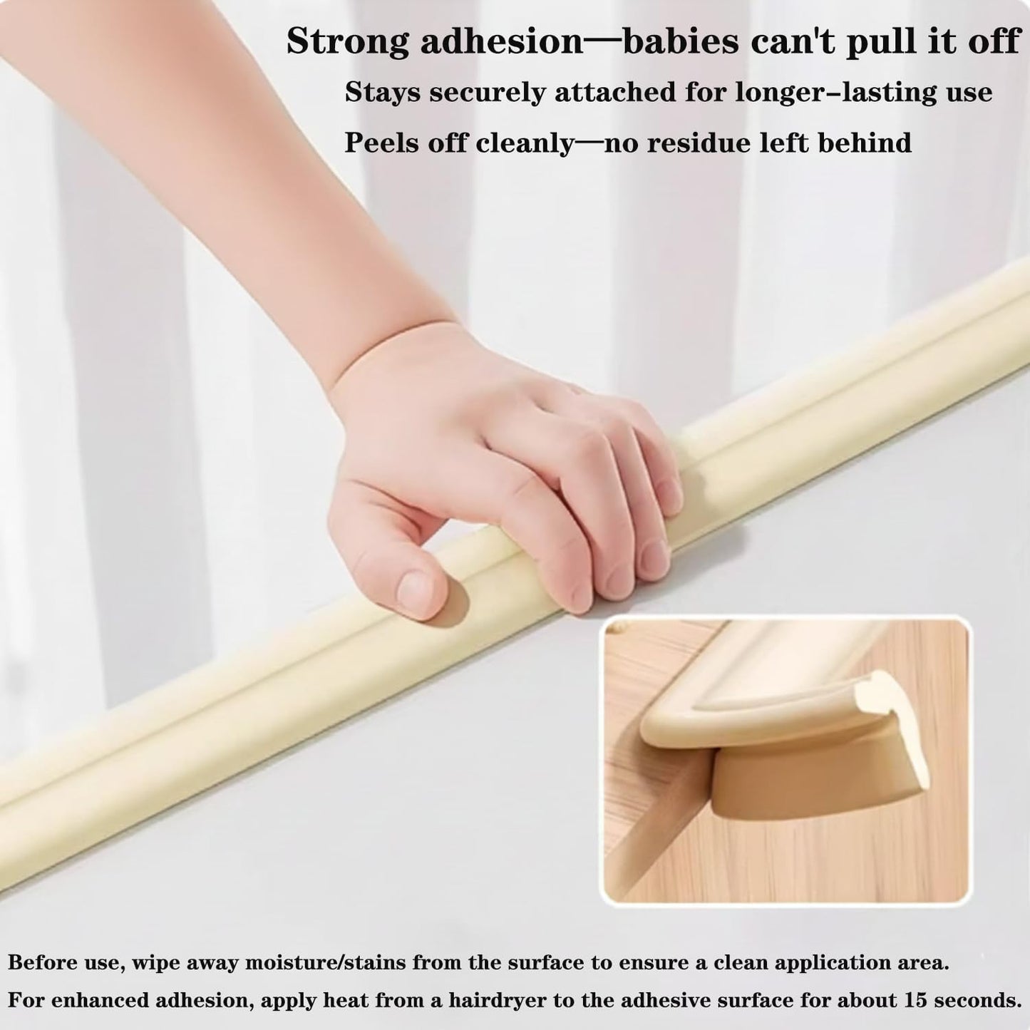 Edge Protector for Baby, Desk Edge Cushion, Black, 6.56ft | Waterproof Foam Cushion with Adhesive Tape, Soft Furniture Edge Bumper Guards, Baby Proofing Corners and Edges
