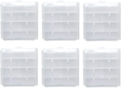 Battery Storage Case for AA/AAA, Battery Holder Box (6Pack Clear)