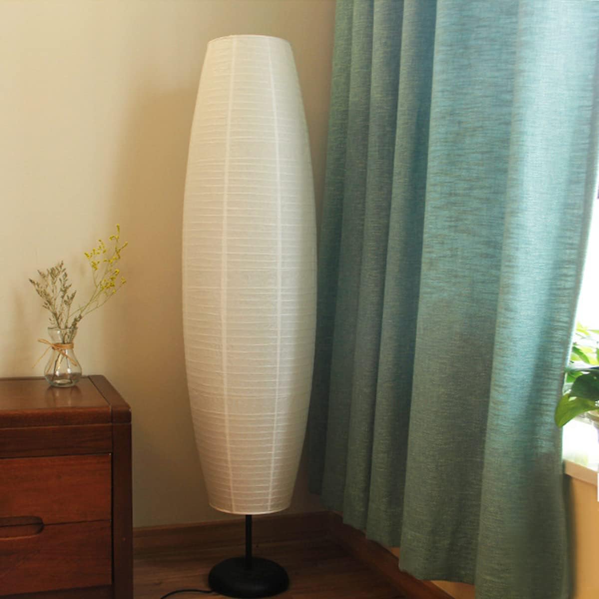 FERCAISH Paper Floor Lamp Shade, Foldable and Minimalist Style Rice Paper Lamps Classic Modern Paper Floor Light Bulb Cage Guard for Living Room Bedroom Décor