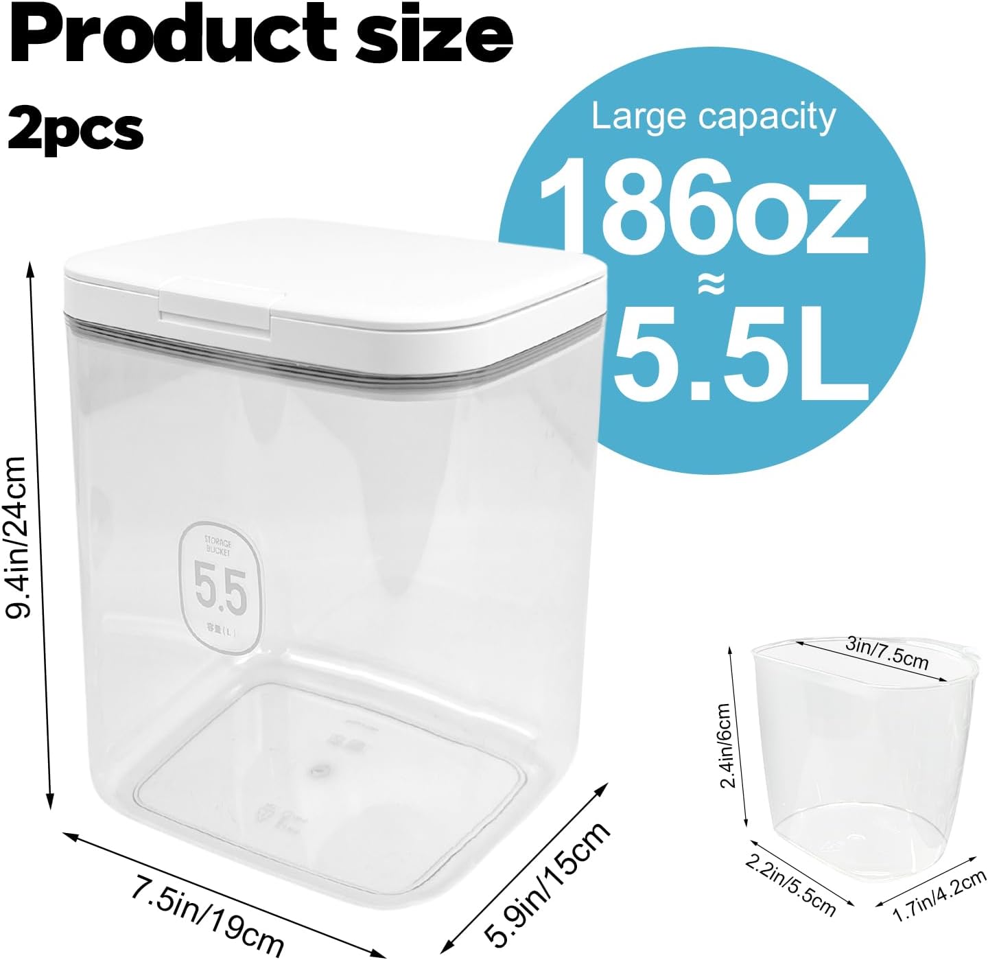 5.5L Laundry Detergent Dispenser with One-Press Lid, Laundry Powder Container for Laundry Room Organization and Storage Pod and Airtight Dishwasher Pod Holder for Bead Powder 1pack