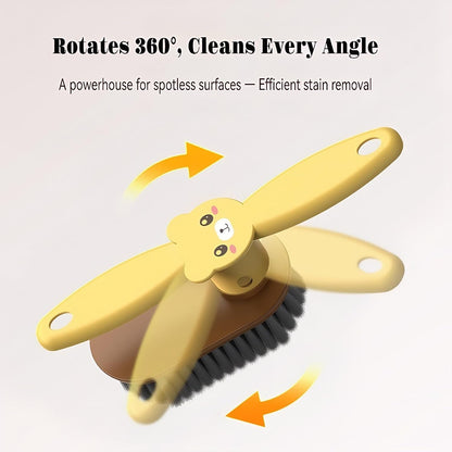 Little Bear Rotating Multi Functional Laundry Brush,Extended Bristle Cleaning Brush for Clothes, Carpet,Shoes, Etc(Khaki)