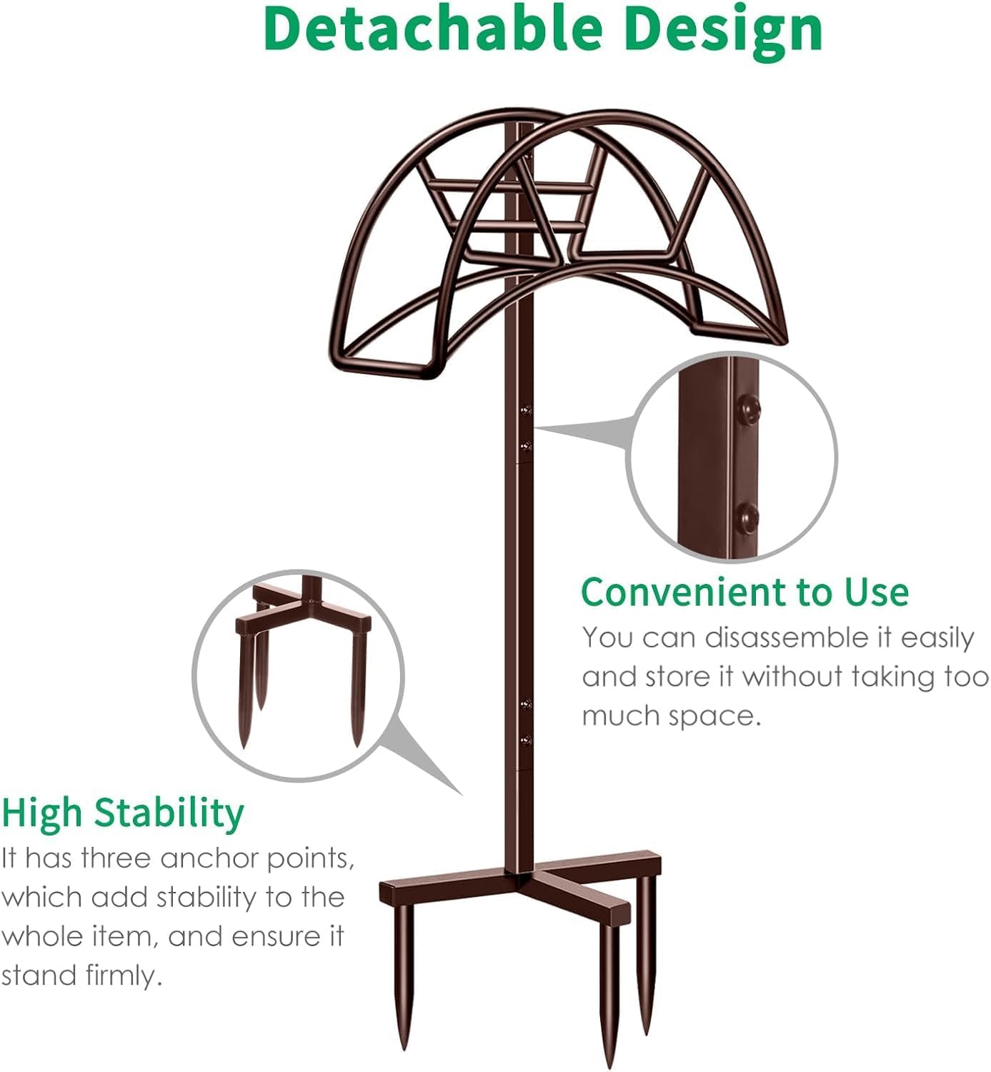 TomCare Garden Hose Holder 4 Spikes Garden Hose Reel Hose Stand Upgraded Water Hose Storage with Tool Hooks Garden Hose Hanger Organizer Holds 160ft Hoses for Outside Yard Lawn, Black