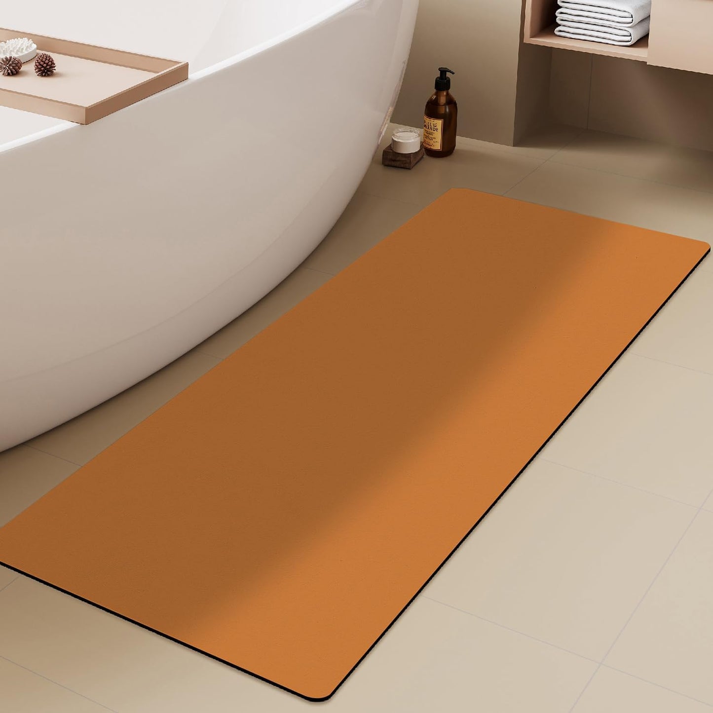 TYUU Bath Mat, Bathroom Rugs Non Slip Washable Thin Absorbent Quick Dry Bath Mat Fits Under Door Bathroom Floor Mat Perfect for Bath, Shower, or Sink 16"x24" Dark Grey