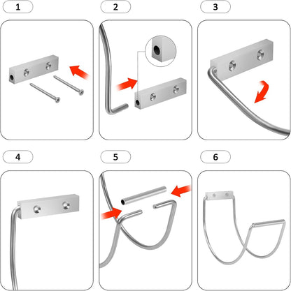 Garden Hose Holder Water Hose Hanger Wall Mounted,304Stainless Steel Solid Hose Hook Holds Up to 150Ft Garden Hose, Expandable Hose, Water Hose - Chrome