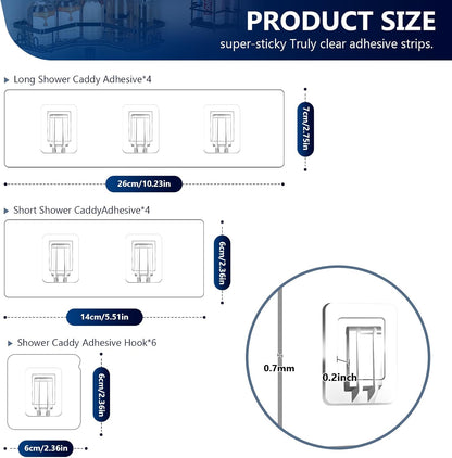 FGSAEOR 14-Pack Shower Caddy Adhesive Single Hooks for Replacement, Shower Holder Organizer Self Adhesive Wall Hooks for Bathroom Corner Shelf Basket Soap Dish