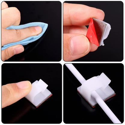 Blulu 100 Pcs Adhesive Cable Wire Clips, Outdoor Light Clips, Cord Management Wire Organizer Cord Holder for Holiday String Lights, Under Desk, Car, Wall, TV PC Ethernet Cable(Small,Clear)
