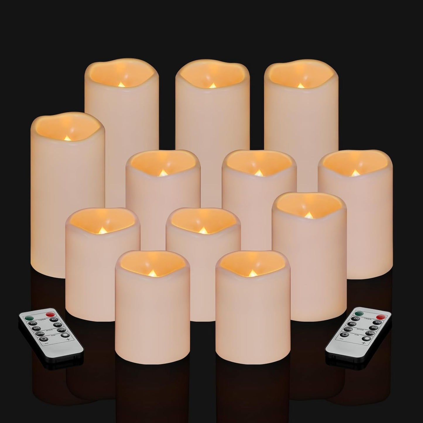 Flameless Candles 4" 5" 6" Set of 3 Ivory Outdoor Indoor Pillars 3" Diameter Battery Operated Flickering Candles Include 10-Key Remote Timer Function 400+ Hours Requires 2 AA Batteries（3 Pack)