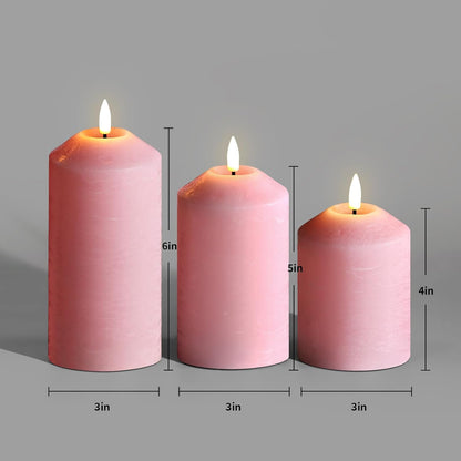 Eywamage White Flameless Pillar Candles with Remote, Flickering LED Candles Battery Powered Real Wax Set of 3