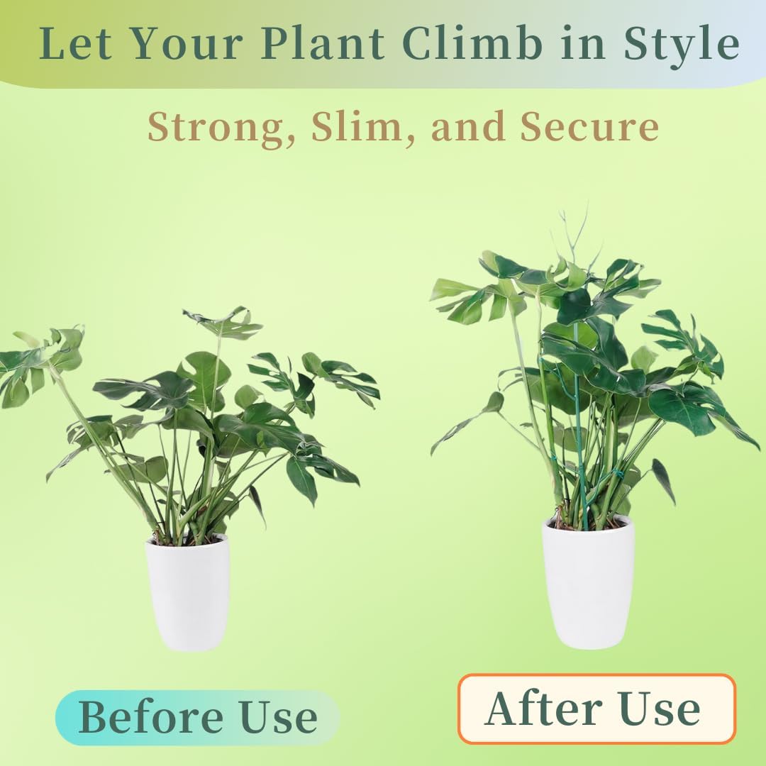 26Pcs Plant Support Combo, 5Pcs Stackable Monstera Plant Stakes Trellis+ 20Pcs Garden Clips + 1Pcs Ties, Moss Pole Alternative for Indoor Outdoor Climbing Vines Houseplants