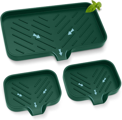 Kitchen Soap Tray,Kitchen Sink Tray Sponge Tray Kitchen Sponge Holder Self Draining Premium Silicone Soap Holder for Bathroom Counter Sink Caddy Organizer for Dish Soap Bottle,Soap Dispenser