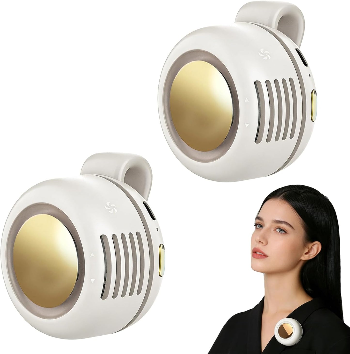 Portable Fan,2-in-1 Waist Clip On Bladeless, Ultra-Quiet Mini Personal Neck Fan 3 Speeds with 360°Adjustable Clip USB Rechargeable for Hiking,Office & Outdoor