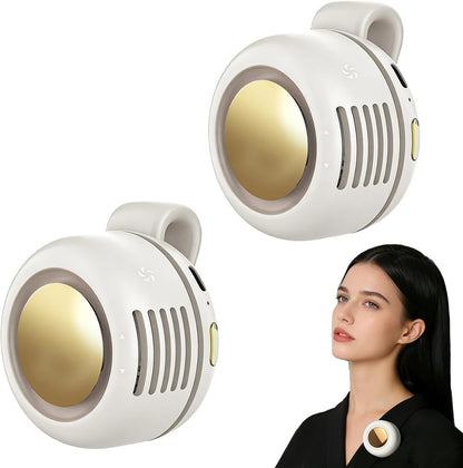 Portable Fan,2-in-1 Waist Clip On Bladeless, Ultra-Quiet Mini Personal Neck Fan 3 Speeds with 360°Adjustable Clip USB Rechargeable for Hiking,Office & Outdoor