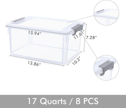 Citylife 57 QT Plastic Storage Bins with Double-Opening Lids, Storage Containers for Organizing, Large Clear Storage Box for Closet, Blankets, 2 Packs