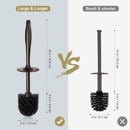HAMITOR Toilet Bowl Brush Holder Set: 2 Pack Modern Deep Cleaning Bathroom Toilet Scrubber with Caddy for rv - Rim Decorative Accessories Cleaner Brushes for Toilet - Bronze1