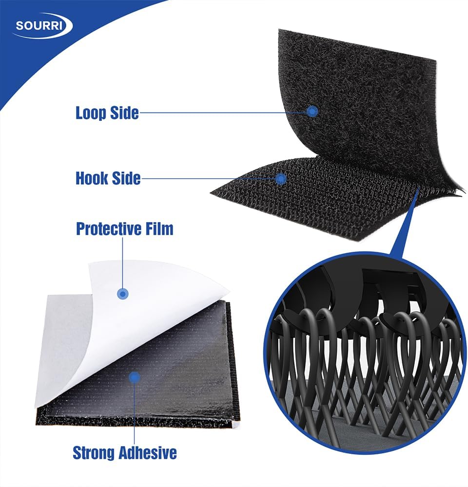 26Feet Hook and Loop Tape Sticky Back Fastener Roll, Nylon Self Adhesive Heavy Duty Strips Fastener for Home Office School Car and Crafting Organization (1, Black-3m, 26ft x 1in)