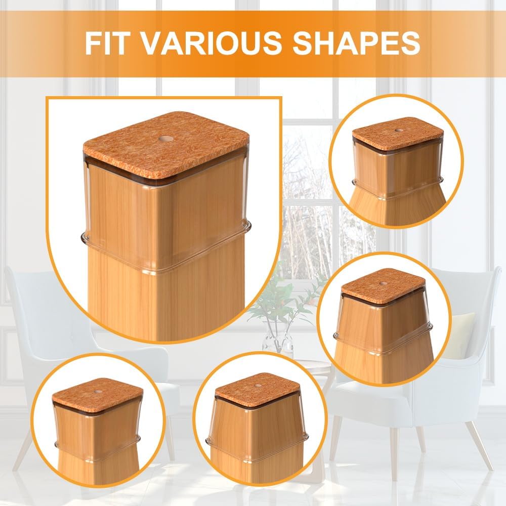 VIUME 24 Pcs Chair Leg Floor Protectors for Hardwood Floors Silicone Covers Felt Pads Furniture Leg Caps Anti-Scratch Reduce Noise Fit (1-5/16" to 2")