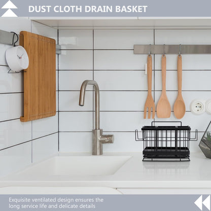Outanaya 1pc Wall-mounted Adjustable Stainless Steel Rag Storage Rack Sponge Drain Basket for Kitchen and Bathroom Easy to Install Organizer for Cleaning Cloths and Utensils