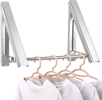 IN VACUUM Clothes Drying Rack, Laundry Racks for Drying Clothes, Wall Mounted Retractable Clothes Hanger for Laundry Room, Garage, Indoor & Outdoor Use, Aluminum (1 Racks, Black)