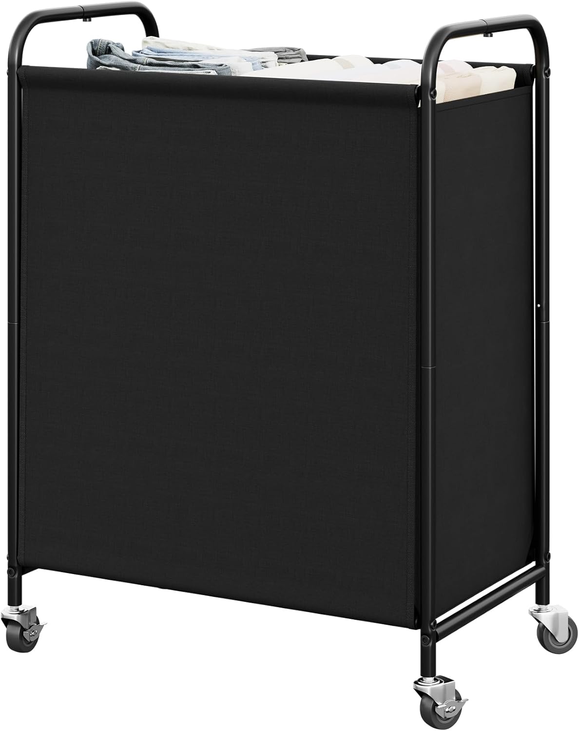 GRANNY SAYS 2 Section 130L Laundry Sorter, Large Laundry Hamper Basket with Wheels and Handles, Durable and Sturdy Rolling Cart for Laundry Room, Hotel, Bedroom, Beige