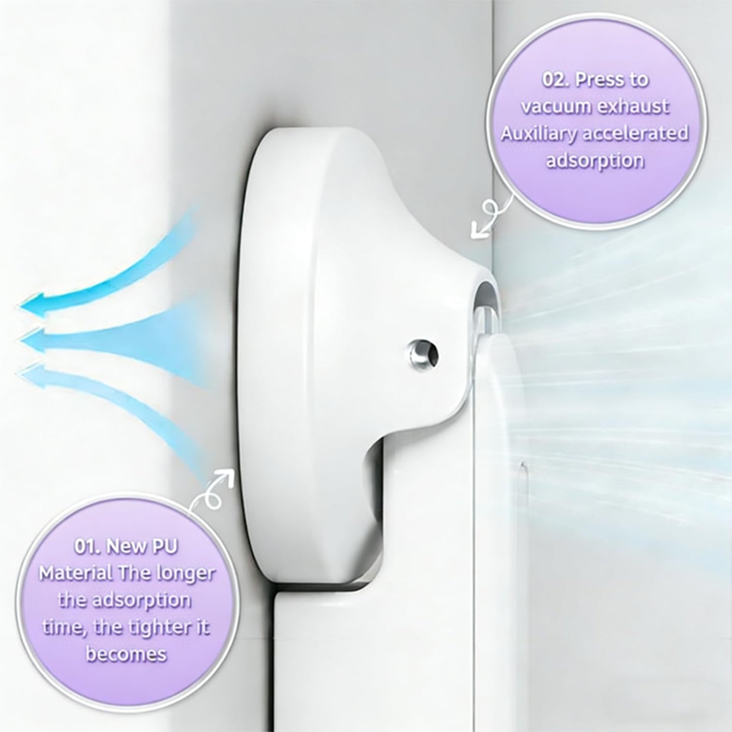 Wall Mounted Foldable Clothes Drying Rack with Suction Cup, White | Suction Cup, Retractable, Portable Over The Door Hooks, For Laundry Bathroom RV Balcony